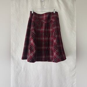 Dress Barn Burgundy Plaid A-Line Skirt